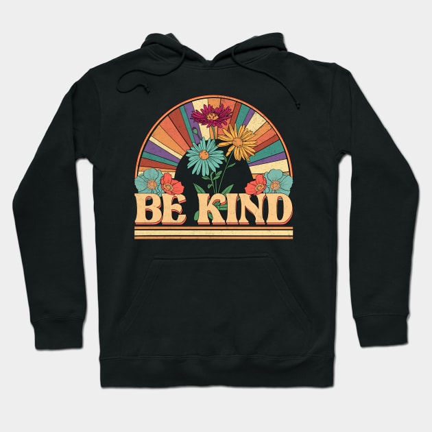 Be Kind Flowers Personalized Gifts Retro Style Hoodie by Roza Wolfwings